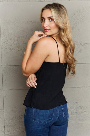 Absolute Beauty Spaghetti Strap Black Cami Top - MXSTUDIO.COM