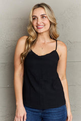 Absolute Beauty Spaghetti Strap Black Cami Top - MXSTUDIO.COM