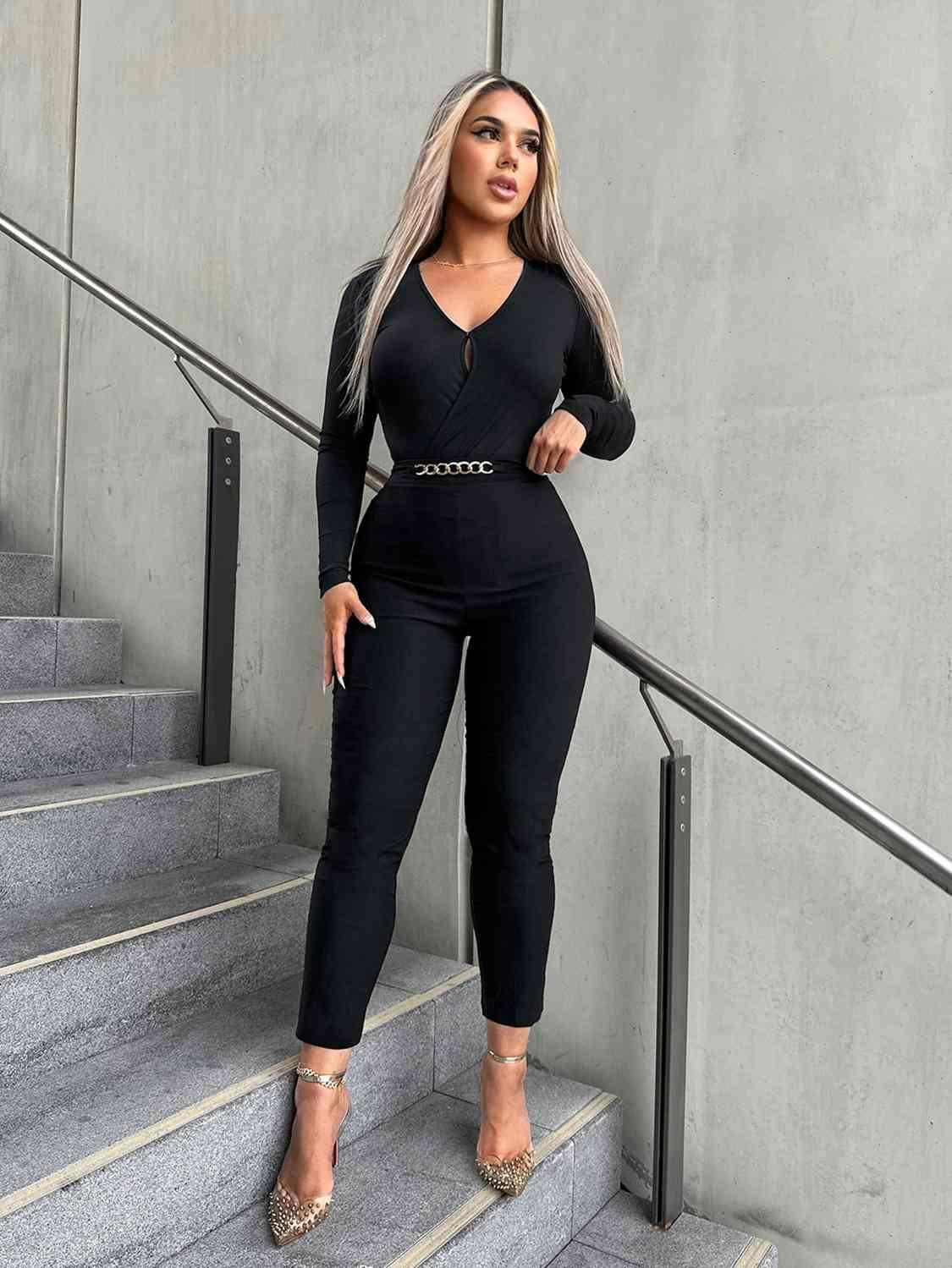 Accentuate Your Curves Black Top and Pants Set - MXSTUDIO.COM