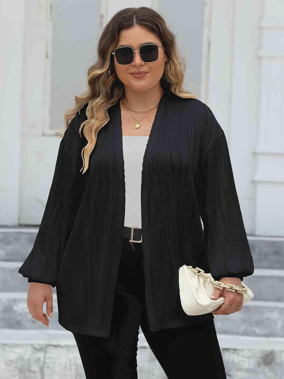 Accessible Fashion Plus Size Open Front Cardigan - MXSTUDIO.COM