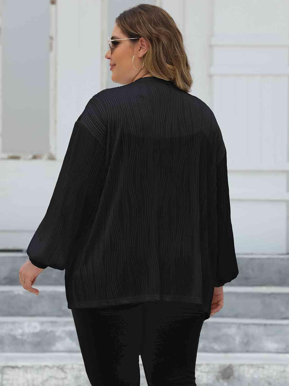 Accessible Fashion Plus Size Open Front Cardigan - MXSTUDIO.COM