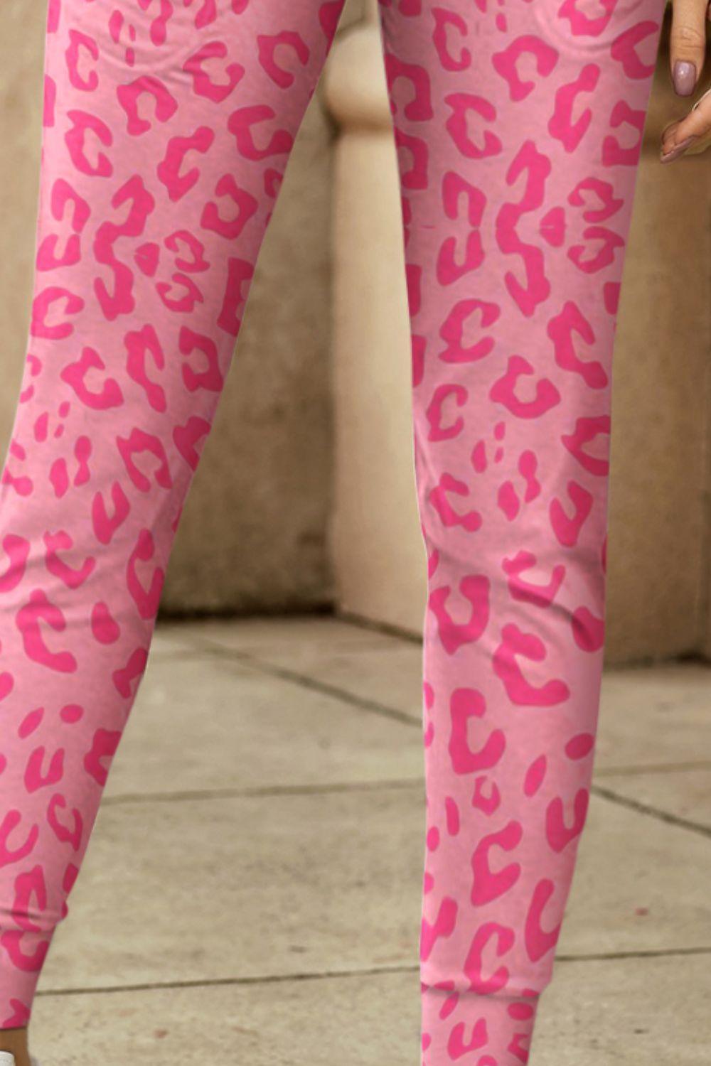 Active And Chic Skinny Pink Leopard Pants - MXSTUDIO.COM