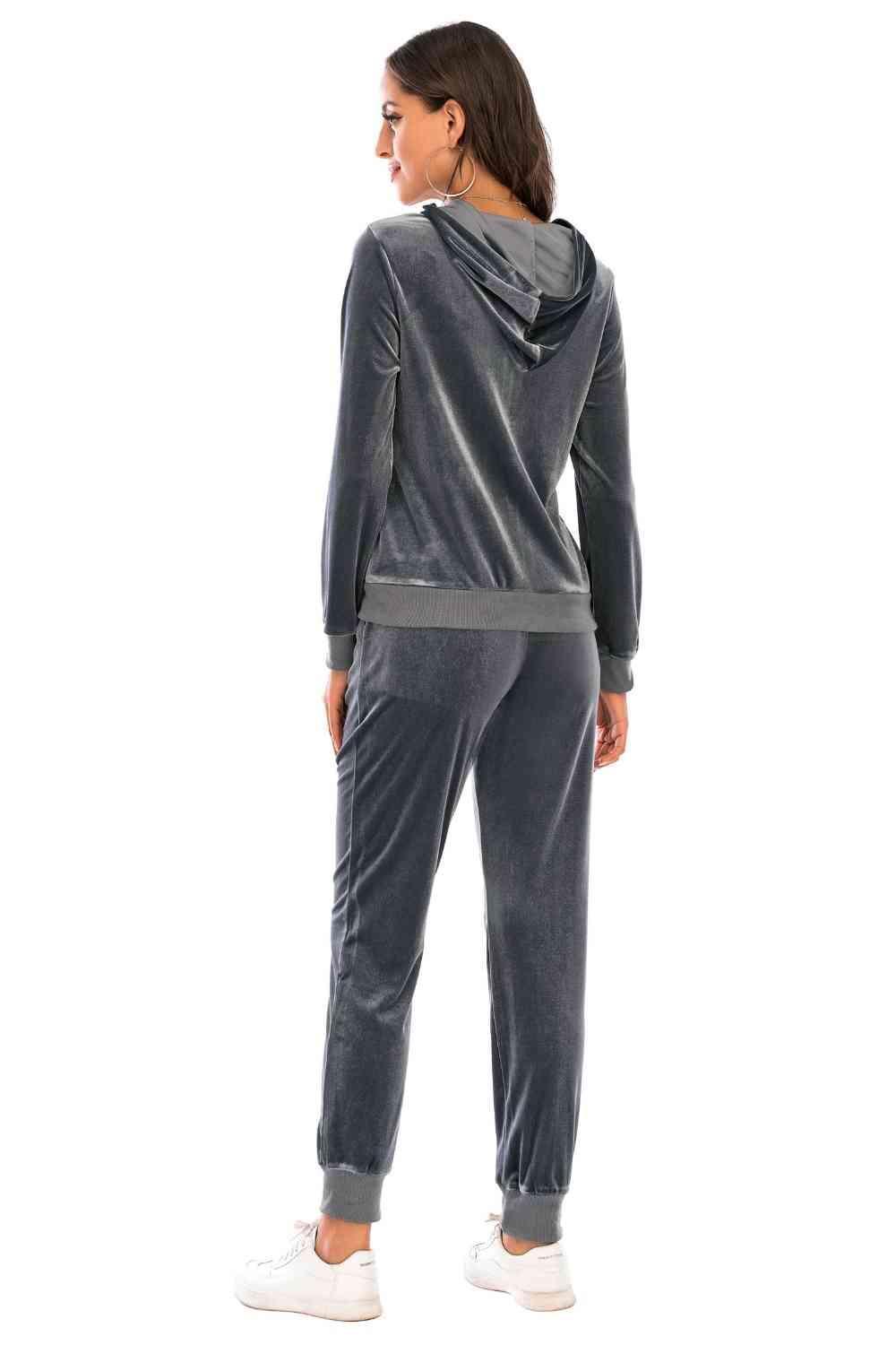 Active Lifestyle Zip-Up Hooded Jacket and Pants Set - MXSTUDIO.COM