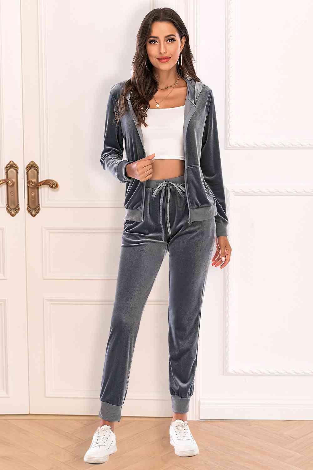 Active Lifestyle Zip-Up Hooded Jacket and Pants Set - MXSTUDIO.COM