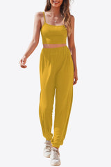 Active Side Slit And Crop Top Jogger Set - MXSTUDIO.COM