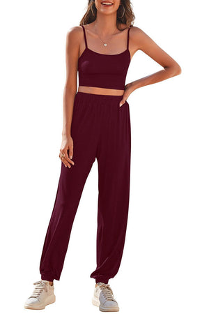 Active Side Slit And Crop Top Jogger Set - MXSTUDIO.COM