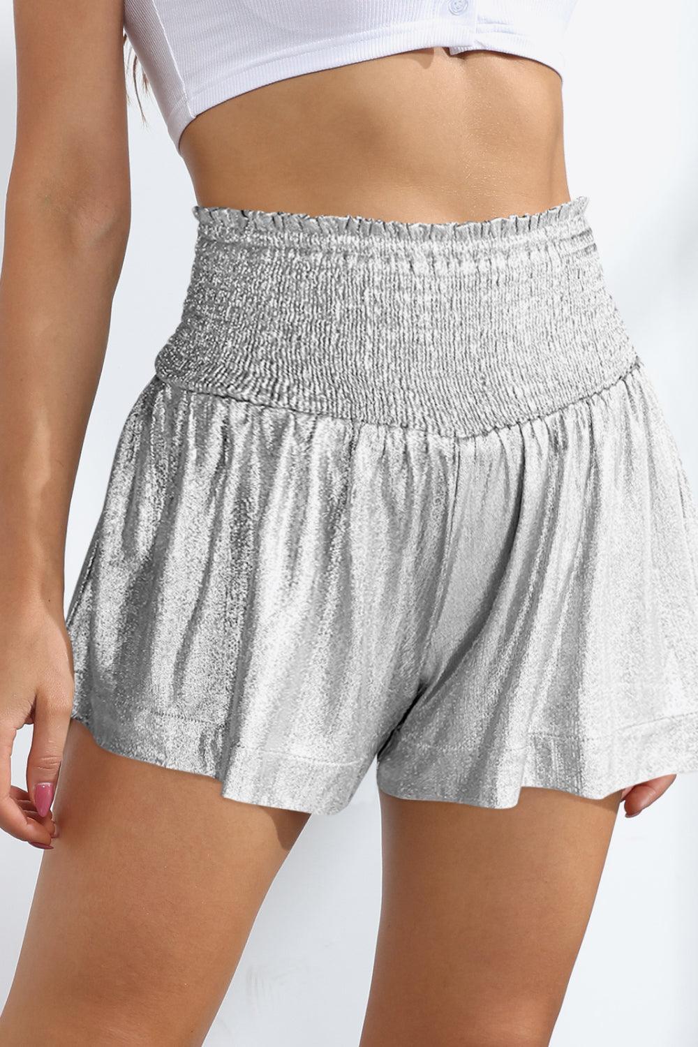 Actively Fit Glitter High Waist Smocked Shorts - MXSTUDIO.COM