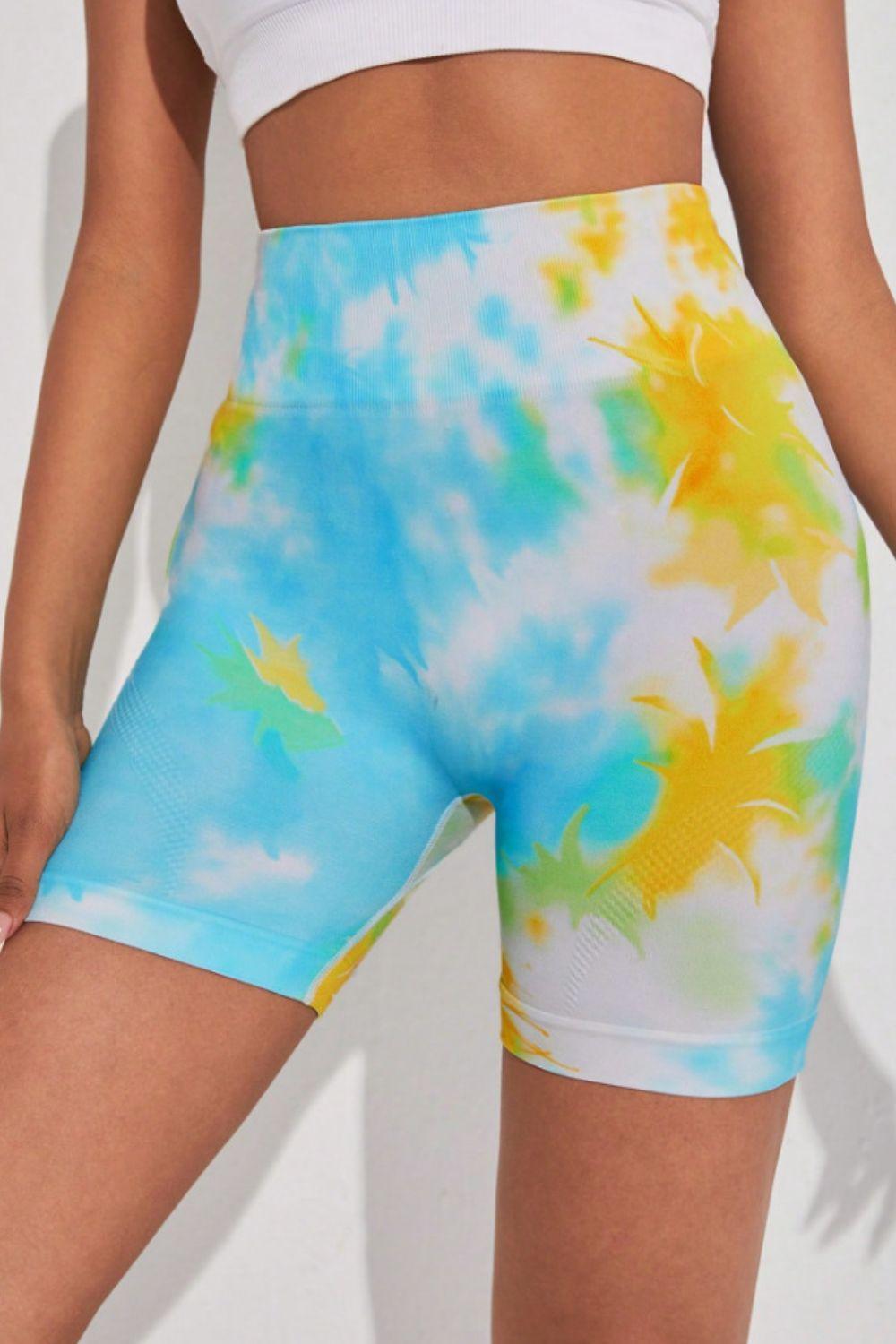 Actively Vibrant Slim Fit Tie Dye Yoga Shorts - MXSTUDIO.COM
