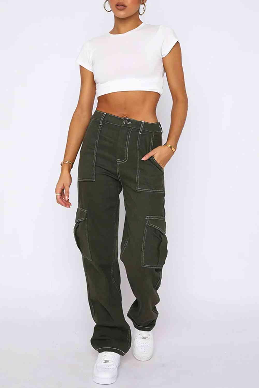 Adaptable Outfit Cargo High Waisted Jeans - MXSTUDIO.COM