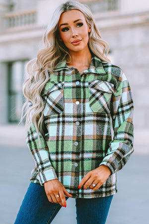 Adaptable Plaid Pocketed Oversized Shacket - MXSTUDIO.COM