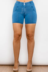 Adaptable Sky Blue Mid Rise Denim Shorts - MXSTUDIO.COM