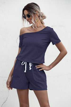 Adaptable Tie Waist One Shoulder Romper - MXSTUDIO.COM