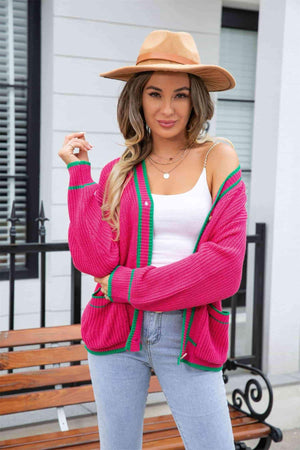 Adaptable V-Neck Waffle Knit Cardigan - MXSTUDIO.COM