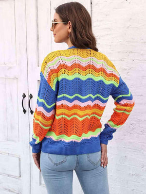 Add Color To Fall Open Front Open Knit Cardigan - MXSTUDIO.COM