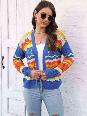 Add Color To Fall Open Front Open Knit Cardigan - MXSTUDIO.COM