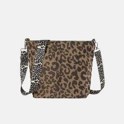 a brown and black leopard print bag