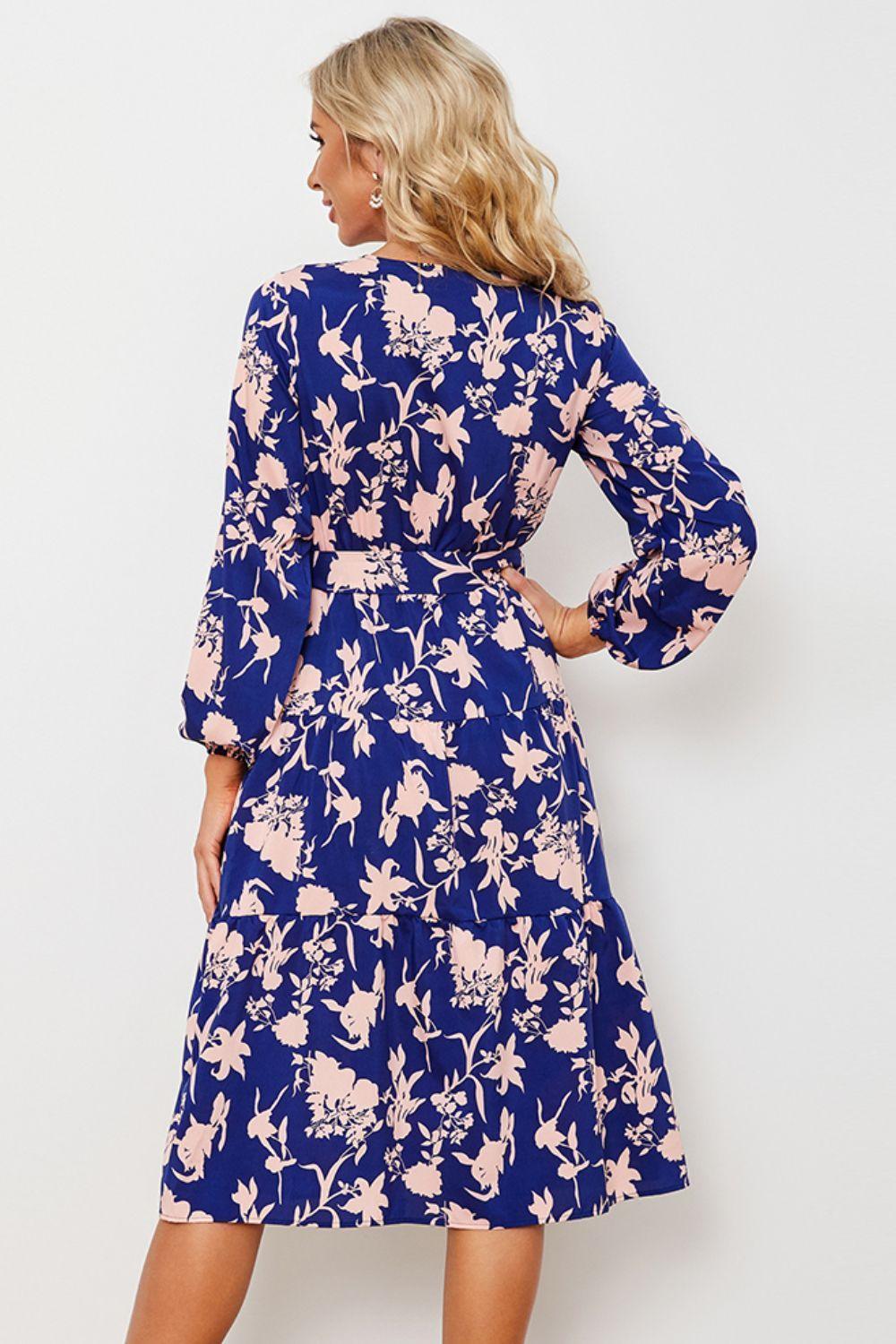 Admirable Charm Floral Long Sleeve Midi Dress - MXSTUDIO.COM