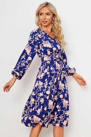 Admirable Charm Floral Long Sleeve Midi Dress - MXSTUDIO.COM