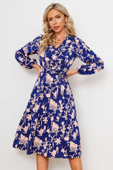 Admirable Charm Floral Long Sleeve Midi Dress - MXSTUDIO.COM