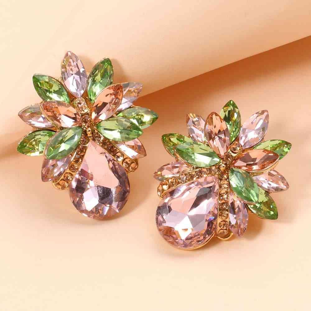 Adorable Glass Stone Flower Stud Earrings-MXSTUDIO.COM