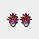 Adorable Glass Stone Flower Stud Earrings-MXSTUDIO.COM