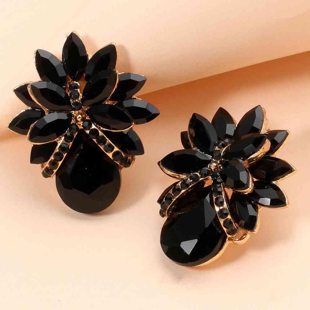 Adorable Glass Stone Flower Stud Earrings-MXSTUDIO.COM