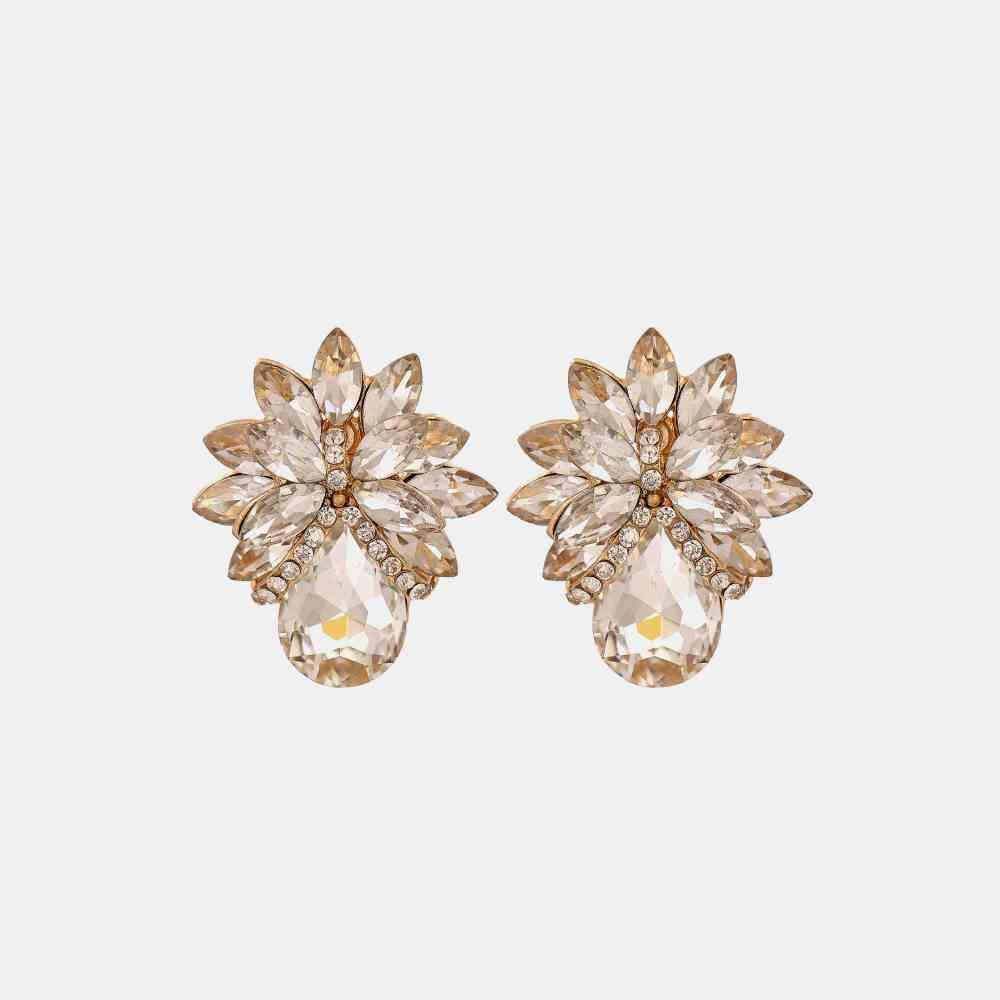 Adorable Glass Stone Flower Stud Earrings-MXSTUDIO.COM