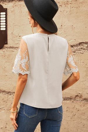 Adorable Sheer Half Sleeve Blouse - MXSTUDIO.COM