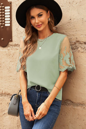 Adorable Sheer Half Sleeve Blouse - MXSTUDIO.COM