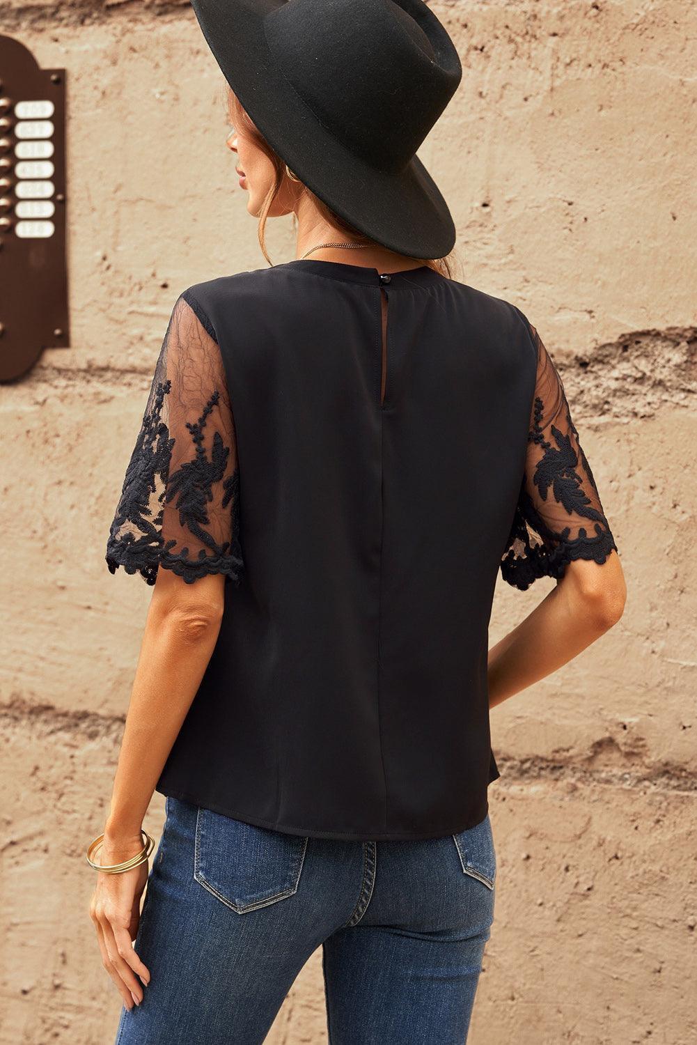 Adorable Sheer Half Sleeve Blouse - MXSTUDIO.COM