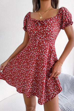 Adorbs Floral Sweetheart Neck A-Line Dress - MXSTUDIO.COM