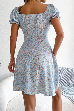 Adorbs Floral Sweetheart Neck A-Line Dress - MXSTUDIO.COM