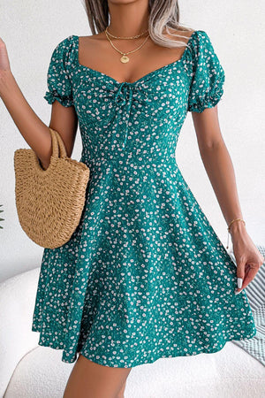 Adorbs Floral Sweetheart Neck A-Line Dress - MXSTUDIO.COM