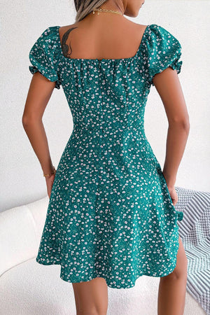 Adorbs Floral Sweetheart Neck A-Line Dress - MXSTUDIO.COM