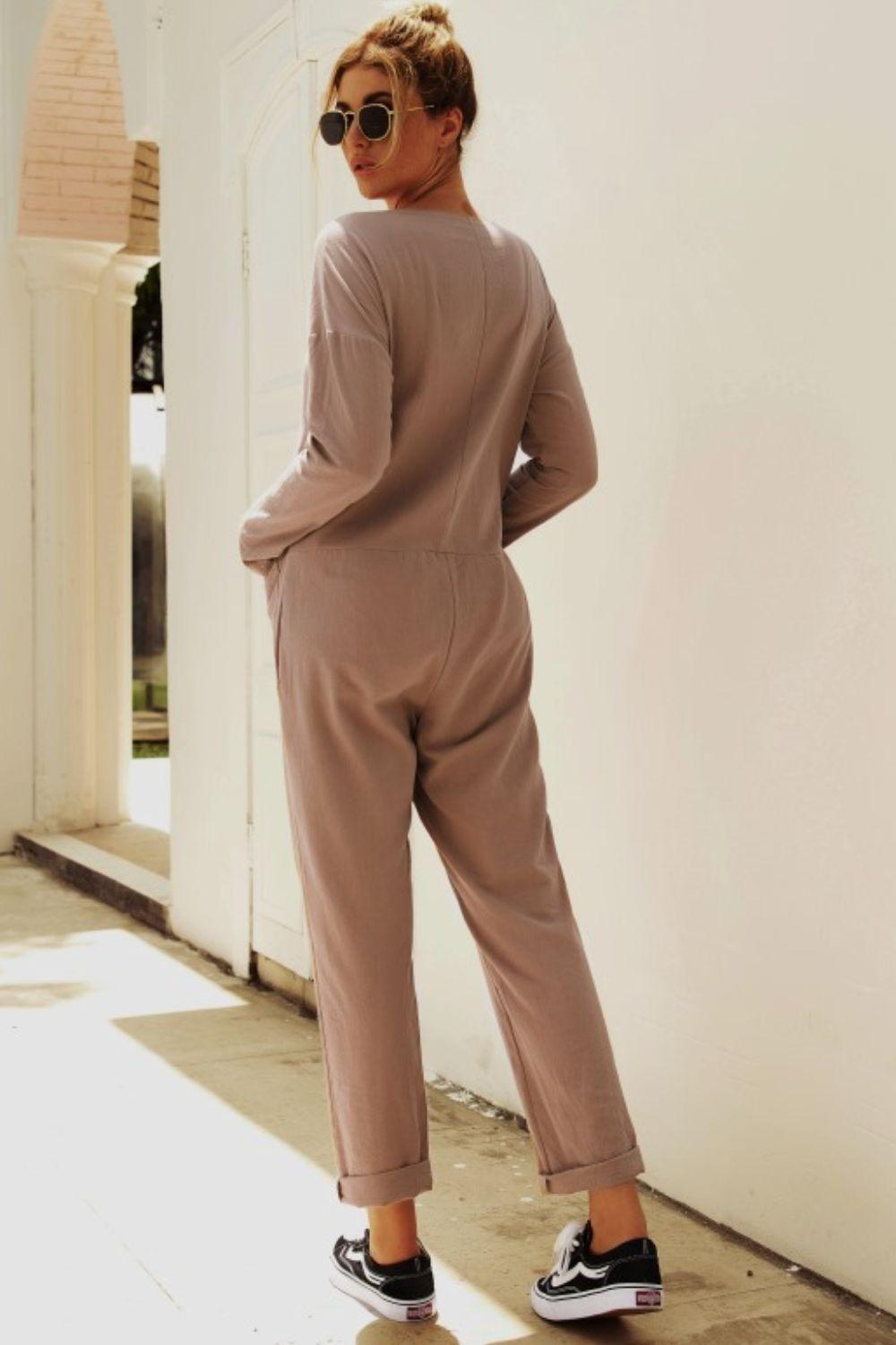 Adrenaline Junkie Buttoned Long Sleeve Jumpsuit - MXSTUDIO.COM