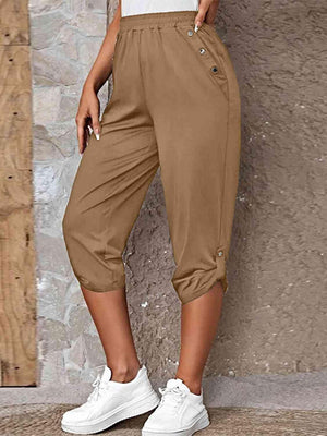 Adventure Ready Roll-Tab Elastic Waist Capri Pants - MXSTUDIO.COM