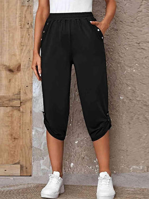 Adventure Ready Roll-Tab Elastic Waist Capri Pants - MXSTUDIO.COM