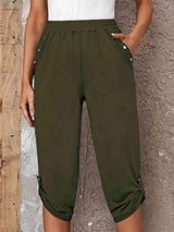 Adventure Ready Roll-Tab Elastic Waist Capri Pants - MXSTUDIO.COM