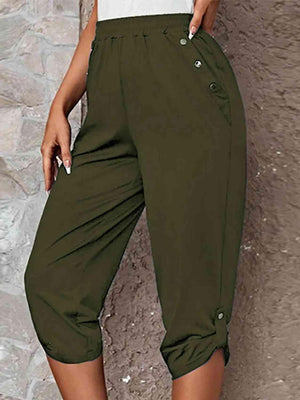 Adventure Ready Roll-Tab Elastic Waist Capri Pants - MXSTUDIO.COM