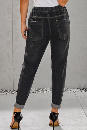 Adventurous Elastic Waist Denim Joggers - MXSTUDIO.COM