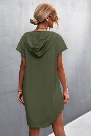 Adventurous Short Sleeve Hooded Dress - MXSTUDIO.COM