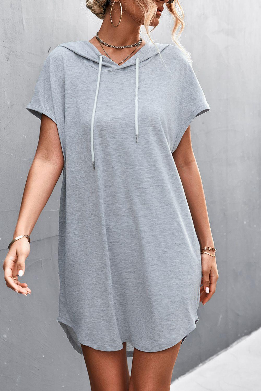 Adventurous Short Sleeve Hooded Dress - MXSTUDIO.COM