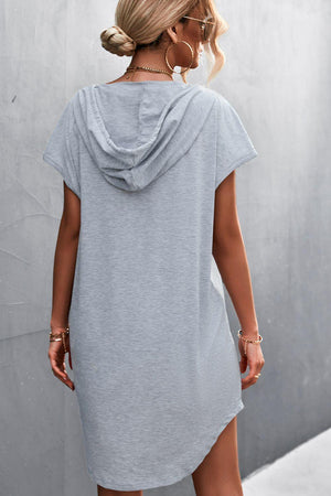 Adventurous Short Sleeve Hooded Dress - MXSTUDIO.COM