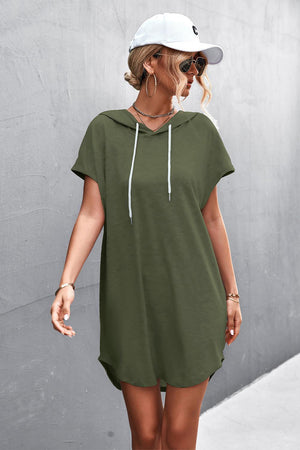 Adventurous Short Sleeve Hooded Dress - MXSTUDIO.COM