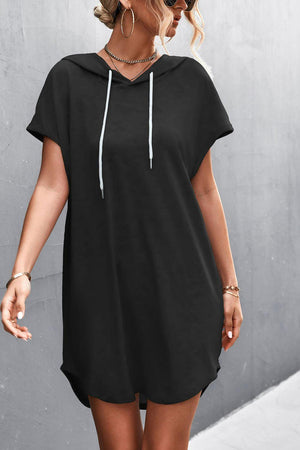 Adventurous Short Sleeve Hooded Dress - MXSTUDIO.COM