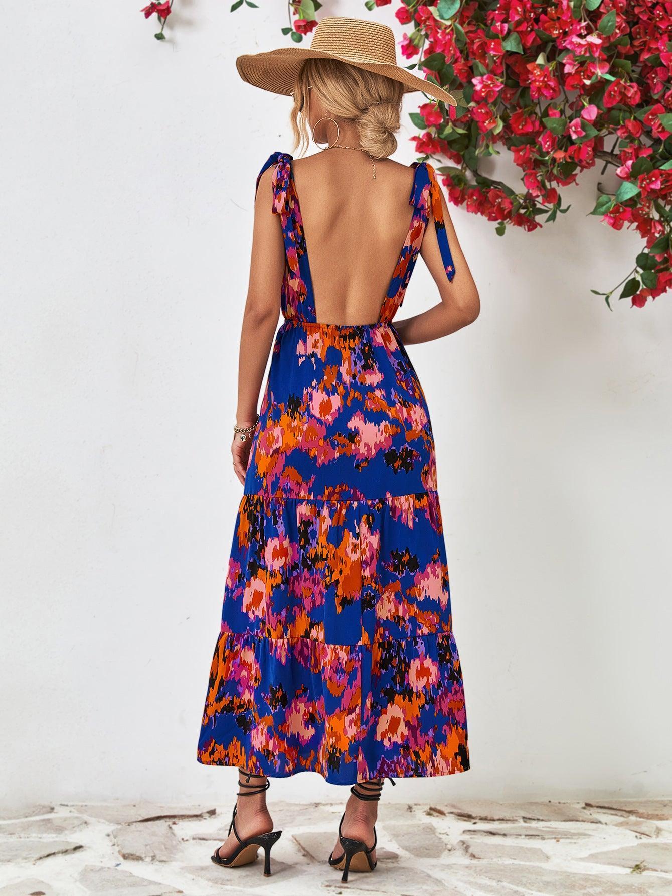 Aesthetic Summer Sleeveless Backless Midi Dress - MXSTUDIO.COM