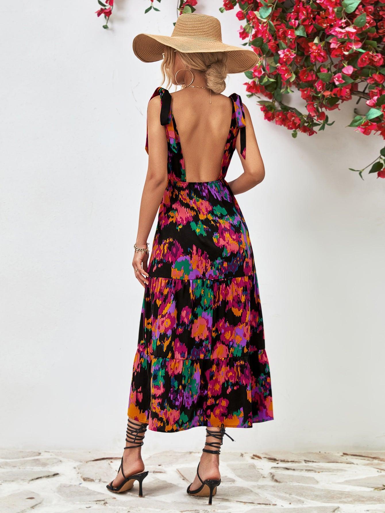 Aesthetic Summer Sleeveless Backless Midi Dress - MXSTUDIO.COM