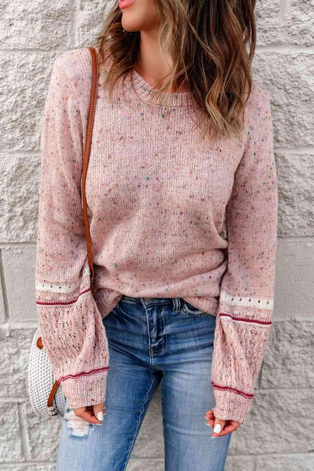 Affable Fall Knit Crew Neck Pullover Sweater-MXSTUDIO.COM