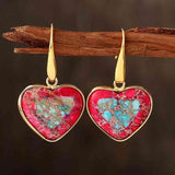 Affectionate Natural Stone Heart Drop Earrings-MXSTUDIO.COM