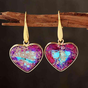 Affectionate Natural Stone Heart Drop Earrings-MXSTUDIO.COM